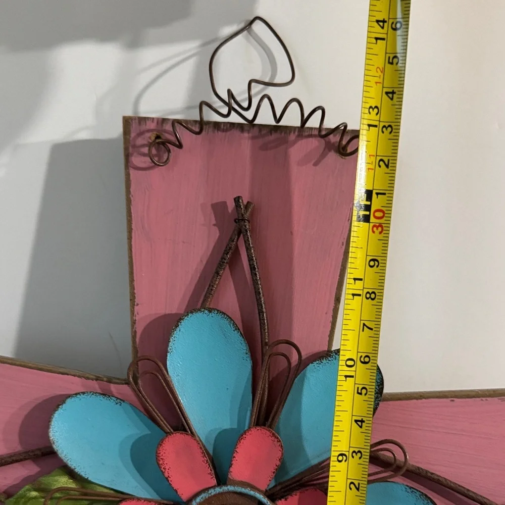 Beautiful Rustic Decorative Metal Floral Cross